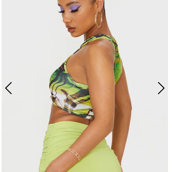 Crepe Racer Neck Crop Top - Picture 3 of 7